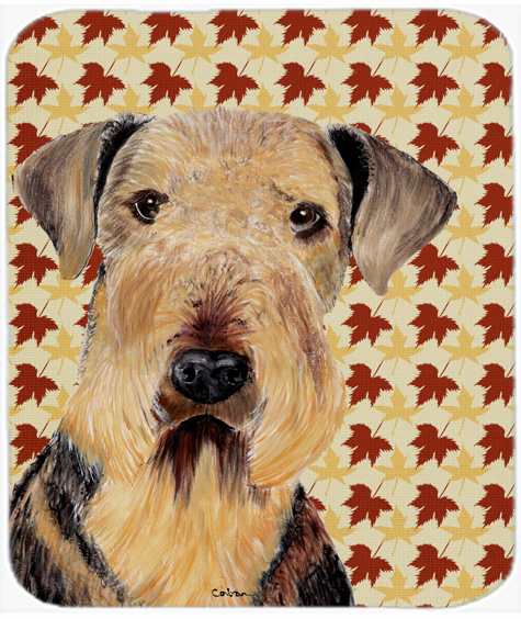 Airedale Fall Leaves Portrait Mouse Pad, Hot Pad or Trivet