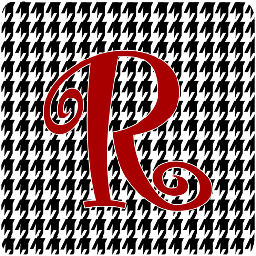 Monogram - Houndstooth Black Foam Coasters Initial Letter R