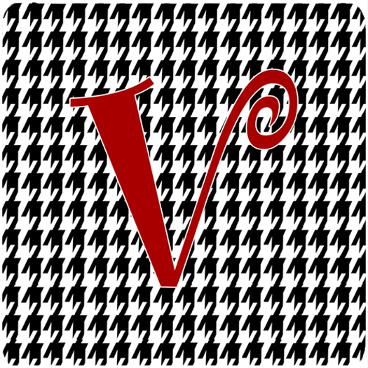 Monogram - Houndstooth Black Foam Coasters Initial Letter V