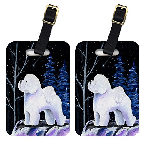 Starry Night Bichon Frise Luggage Tags- Pair of 2