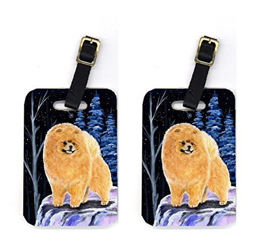 Starry Night Pomeranian Luggage Tags- Pair of 2