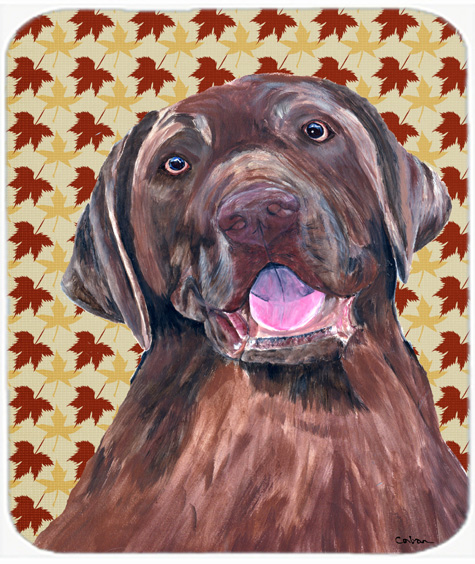 9.5 x 8 in. Labrador Chocolate Fall Leaves Portrait Mouse Pad, Hot Pad or Trivet