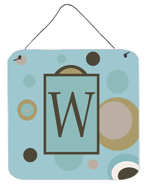 Picture of Carolines Treasures CJ1013-WDS66 6 x 6 in. Letter W Initial Monogram - Blue Dots Aluminium Metal Wall or Door Hanging Prints