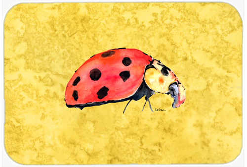 9.5 x 8 in. Lady Bug on Yellow Mouse Pad, Hot Pad or Trivet