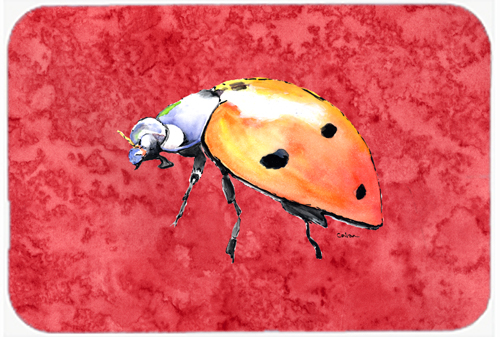 9.5 x 8 in. Lady Bug on Red Mouse Pad, Hot Pad or Trivet