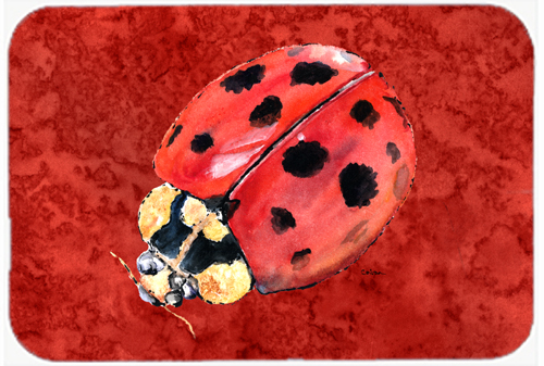9.5 x 8 in. Lady Bug on Deep Red Mouse Pad, Hot Pad or Trivet