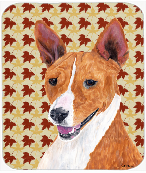9.5 x 8 in. Basenji Fall Leaves Portrait Mouse Pad, Hot Pad or Trivet