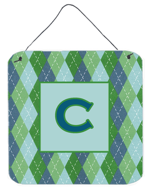 CJ1020-CDS66 6 x 6 in. Letter C Initial Monogram - Blue Argoyle Aluminium Metal Wall or Door Hanging Prints