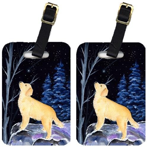 Starry Night Golden Retriever Luggage Tags, Pair of 2