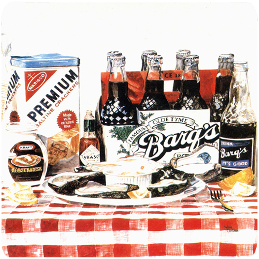 Picture of Carolines Treasures 1004FC 3.5 x 3.5 in. Barqs oysters Foam Coasters- Set of 4