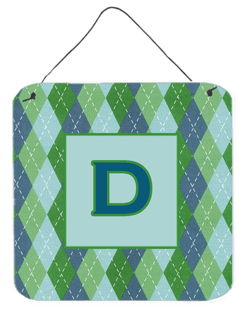 CJ1020-DDS66 6 x 6 in. Letter D Initial Monogram - Blue Argoyle Aluminium Metal Wall or Door Hanging Prints