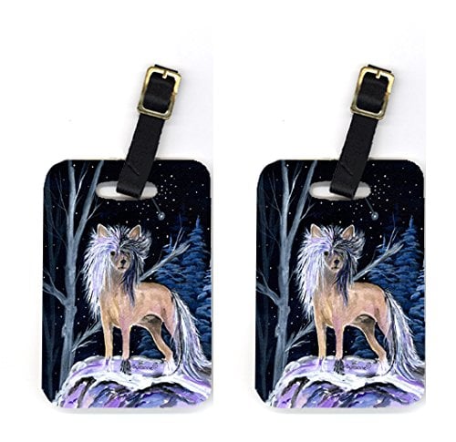 Starry Night Chinese Crested Luggage Tags, Pair of 2