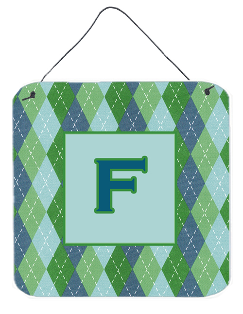 Picture of Carolines Treasures CJ1020-FDS66 6 x 6 in. Letter F Initial Monogram - Blue Argoyle Aluminium Metal Wall or Door Hanging Prints