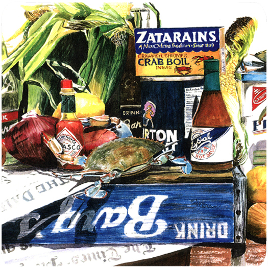 Picture of Carolines Treasures 1008FC 3.5 x 3.5 in. Crab in the Middle Foam Coasters- Set of 4