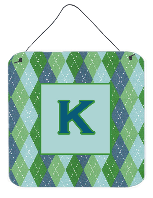 CJ1020-KDS66 6 x 6 in. Letter K Initial Monogram - Blue Argoyle Aluminium Metal Wall or Door Hanging Prints