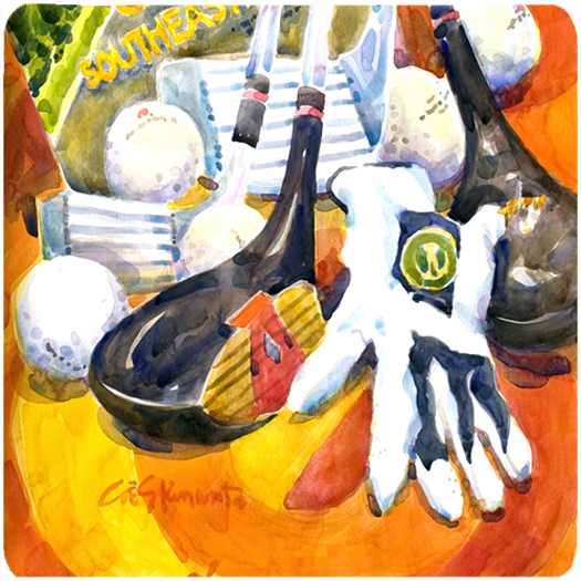 Picture of Carolines Treasures 6070FC Southeastern Golf Clubs With Glove And Balls Foam Coasters - Set 4