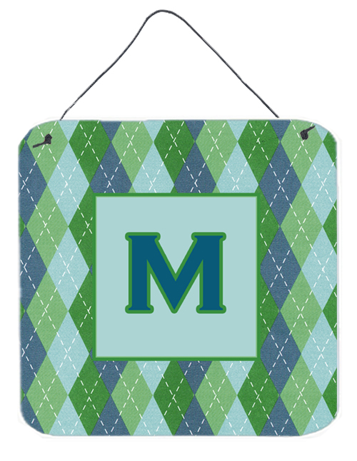 Letter M Initial Monogram - Blue Argoyle Aluminium Metal Wall Or Door Hanging Prints