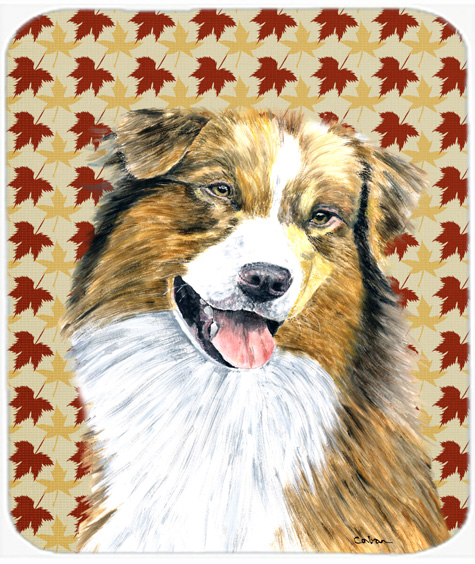 Australian Shepherd Fall Leaves Portrait Mouse Pad, Hot Pad Or Trivet