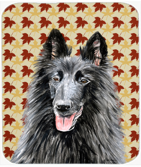 Belgian Sheepdog Fall Leaves Portrait Mouse Pad, Hot Pad Or Trivet