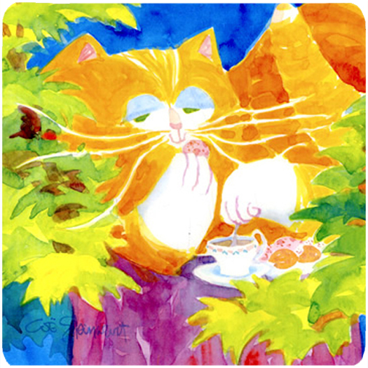 Picture of Carolines Treasures 6101FC Cat Tea Time Foam Coasters - Set 4