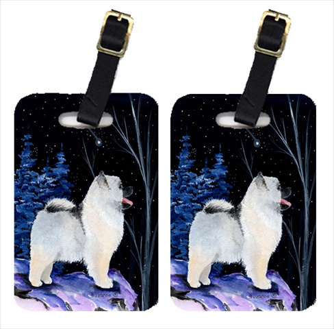 Starry Night Keeshond Luggage Tags - Pair Of 2