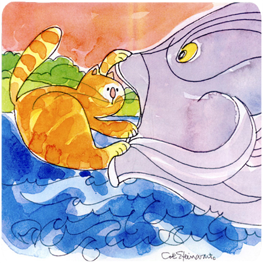 Picture of Carolines Treasures 6103FC Cat And The Big Fish Foam Coasters - Set 4