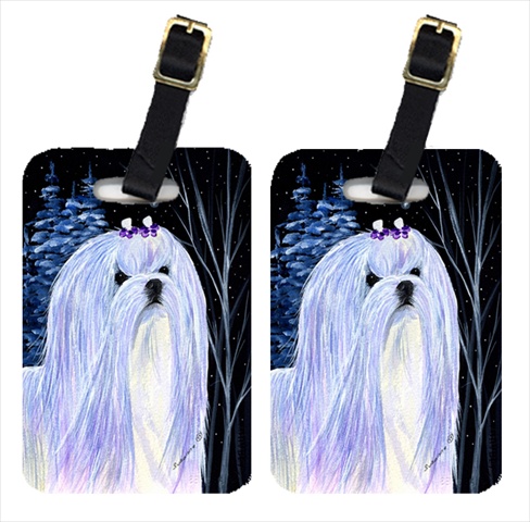 Starry Night Maltese Luggage Tags