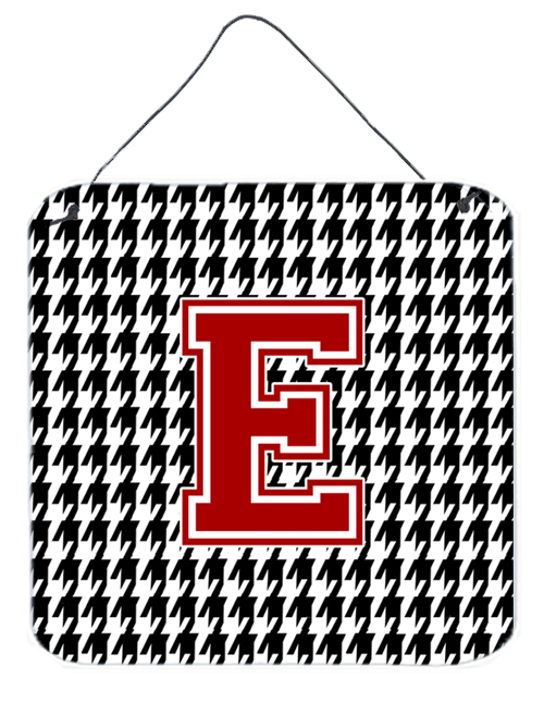 CJ1021-EDS66 Monogram - Initial E Houndstooth Aluminium Metal Wall Or Door Hanging Prints