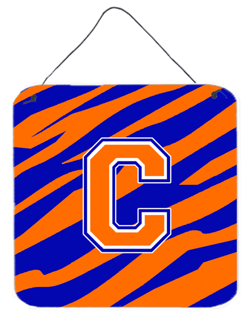 Picture of Carolines Treasures CJ1023-CDS66 Letter C Initial Tiger Stripe - Blue Orange Aluminium Metal Wall Or Door Hanging Prints
