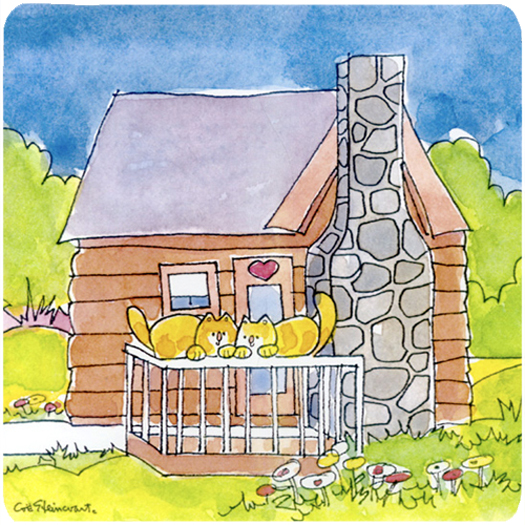 Picture of Carolines Treasures 6104FC Cat Love At The Log Cabin Foam Coasters - Set 4