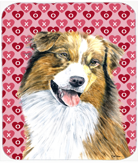Australian Shepherd Hearts Love Valentines Day Mouse Pad- Hot Pad Or Trivet