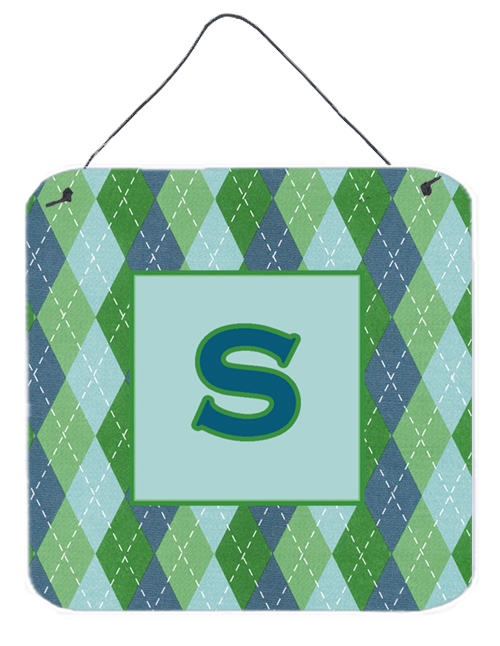 CJ1020-SDS66 Letter S Initial Monogram - Blue Argoyle Aluminium Metal Wall Or Door Hanging Prints