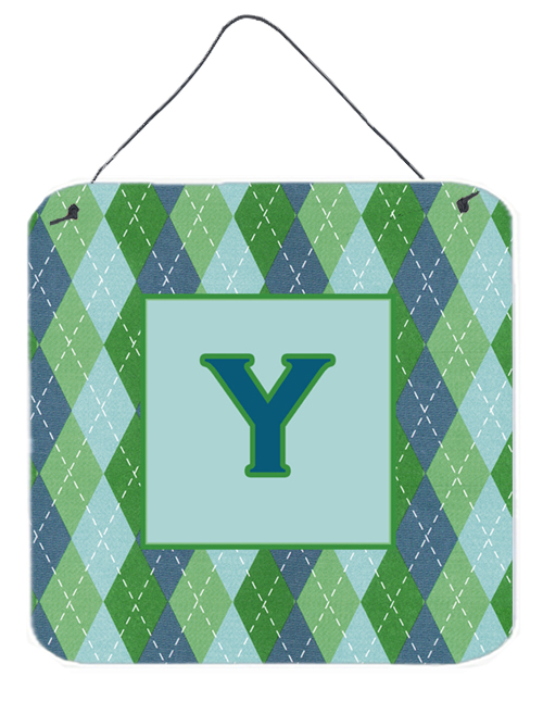 Letter Y Initial Monogram - Blue Argoyle Aluminium Metal Wall Or Door Hanging Prints