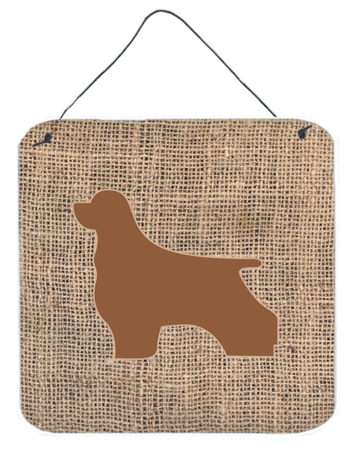 Cocker Spaniel Burlap And Brown Aluminium Metal Wall Or Door Hanging Prints