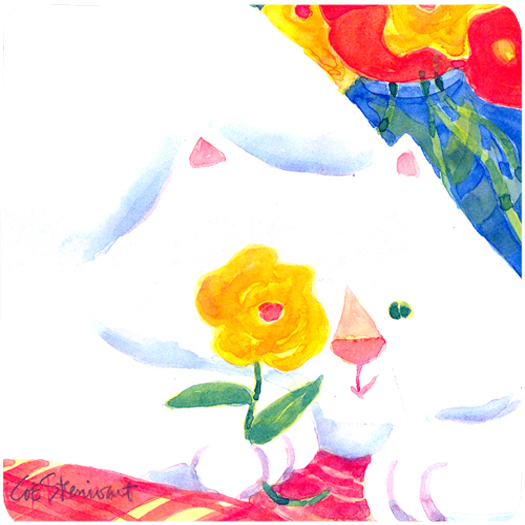 Picture of Carolines Treasures 6114FC Big White Cat Foam Coasters - Set 4