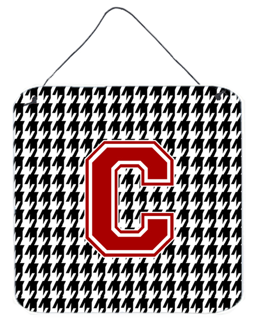 CJ1021-CDS66 Monogram - Initial C Houndstooth Aluminium Metal Wall Or Door Hanging Prints