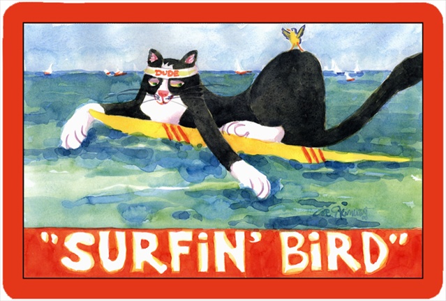 Black And White Cat Surfin Bird Mouse Pad, Hot Pad Or Trivet