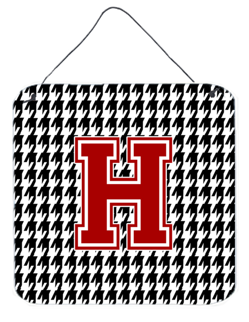 CJ1021-HDS66 Monogram - Initial H Houndstooth Aluminium Metal Wall Or Door Hanging Prints
