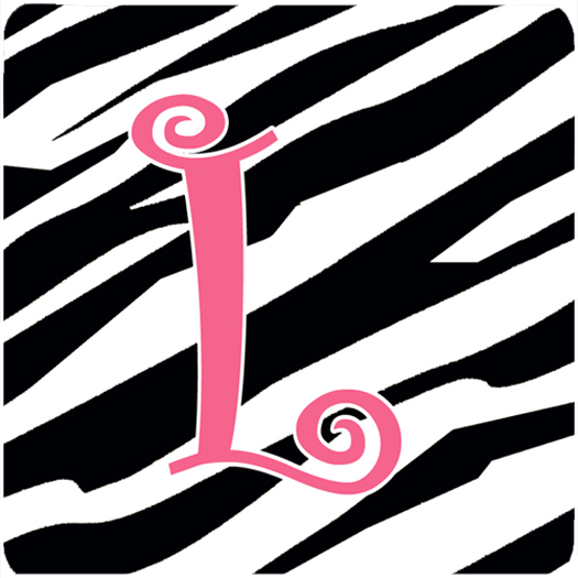 Monogram - Zebra Stripe And Pink Foam Coasters - Set 4- Initial Letter L