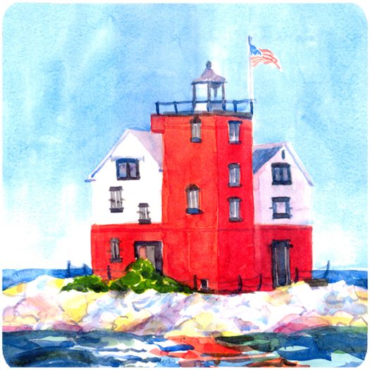 Picture of Carolines Treasures 6137FC Lighthouse On The Rocks Harbour Foam Coasters - Set 4