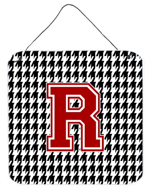 CJ1021-RDS66 Monogram - Initial R Houndstooth Aluminium Metal Wall Or Door Hanging Prints