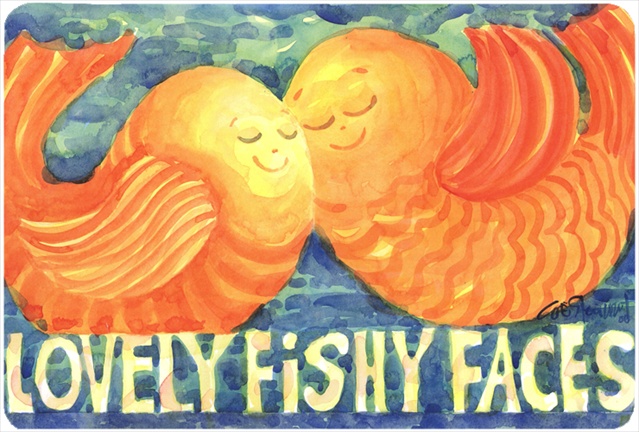 6052MP Fish - Kissing Fish Mouse Pad- Hot Pad Or Trivet
