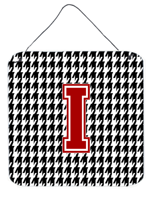 CJ1021-IDS66 Monogram - Initial I Houndstooth Aluminium Metal Wall Or Door Hanging Prints