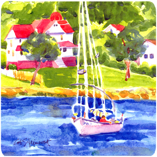 Picture of Carolines Treasures 6129FC Sailboat On The Lake Foam Coasters - Set 4