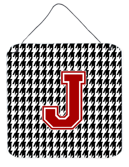 CJ1021-JDS66 Monogram - Initial J Houndstooth Aluminium Metal Wall Or Door Hanging Prints