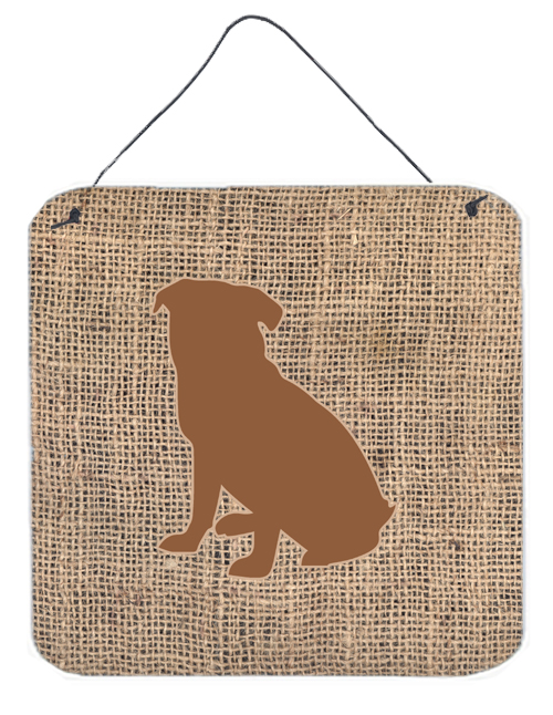 Pug Burlap And Brown Aluminium Metal Wall Or Door Hanging Prints