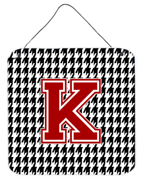 CJ1021-KDS66 Monogram - Initial K Houndstooth Aluminium Metal Wall Or Door Hanging Prints