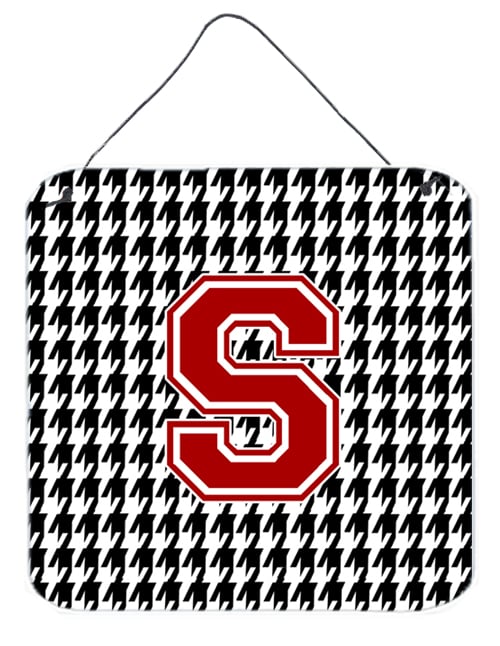 CJ1021-SDS66 Monogram - Initial S Houndstooth Aluminium Metal Wall Or Door Hanging Prints