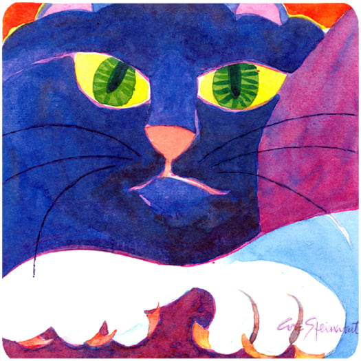 Picture of Carolines Treasures 6138FC Big Blue Cat Foam Coasters - Set 4