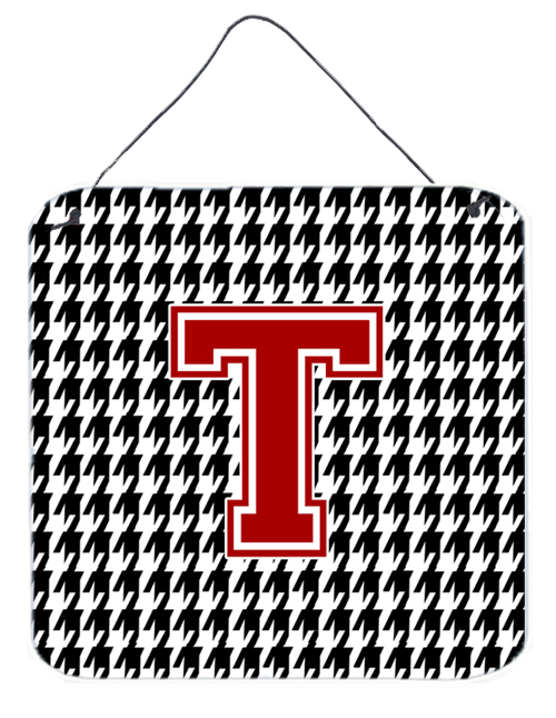 Monogram - Initial T Houndstooth Aluminium Metal Wall Or Door Hanging Prints